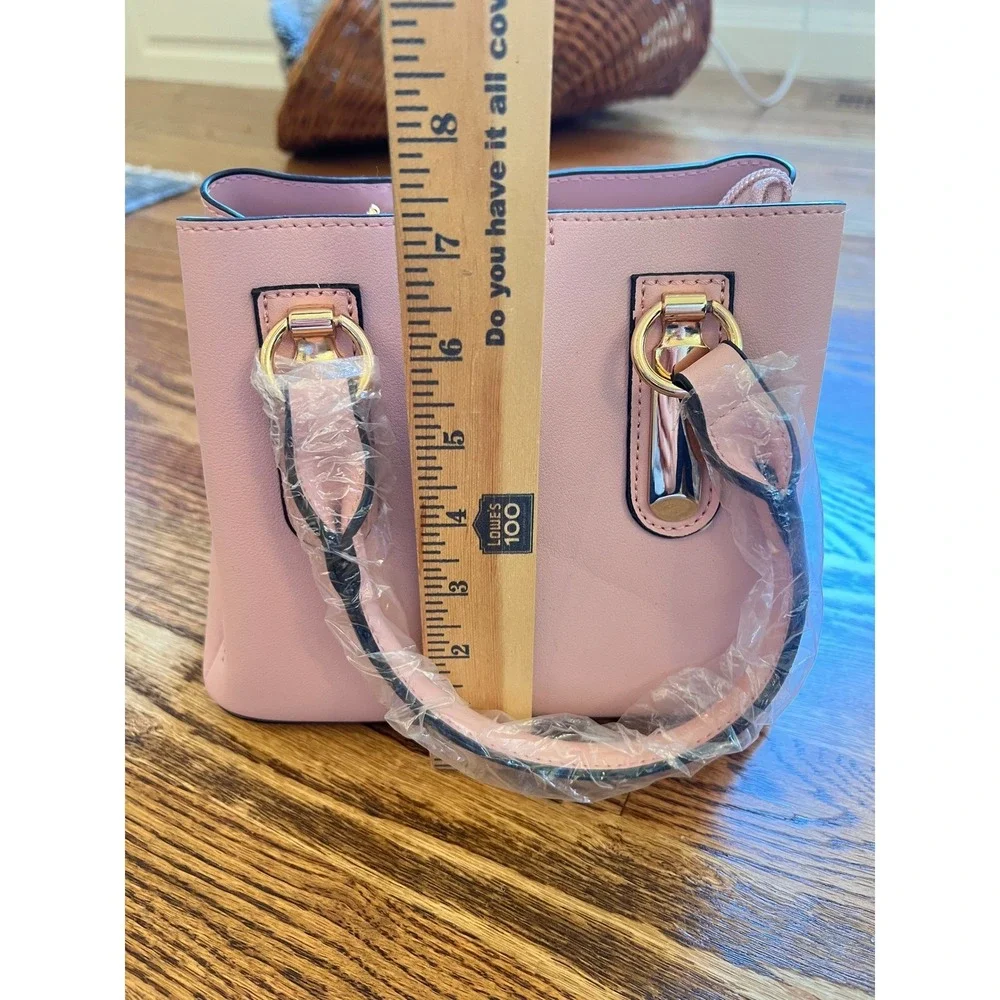 La Terre Satchel Crossbody Bag Womens Small Pink New Vegan Leather Gold Hardware